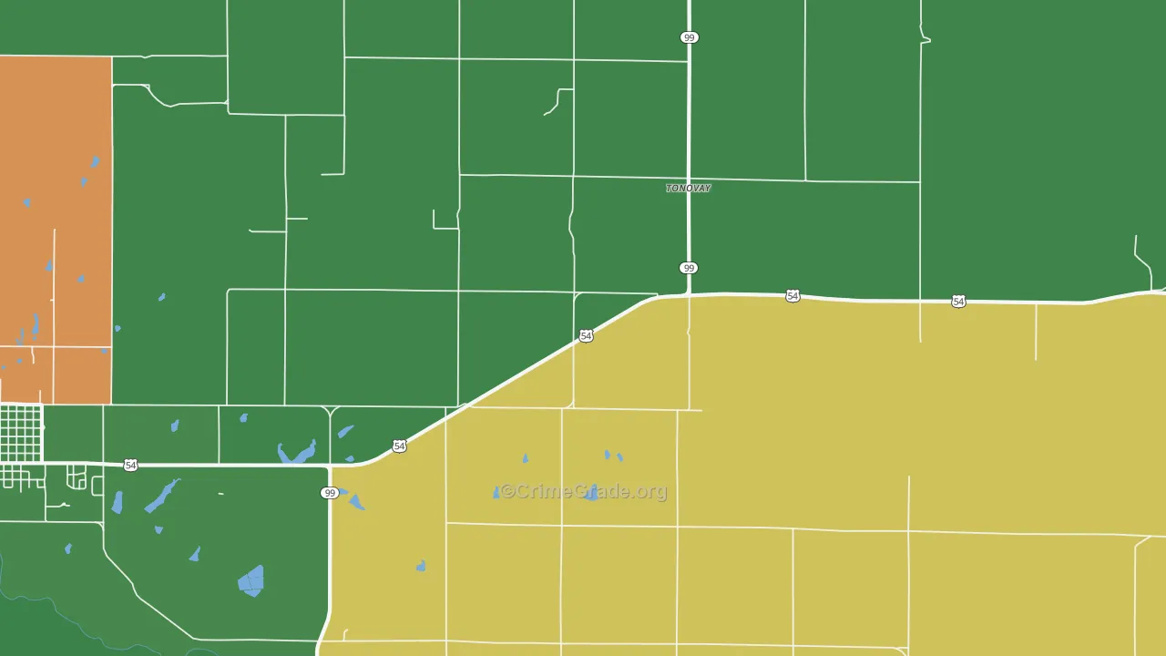 Tonovay, KS Map of Vehicle Theft Rates