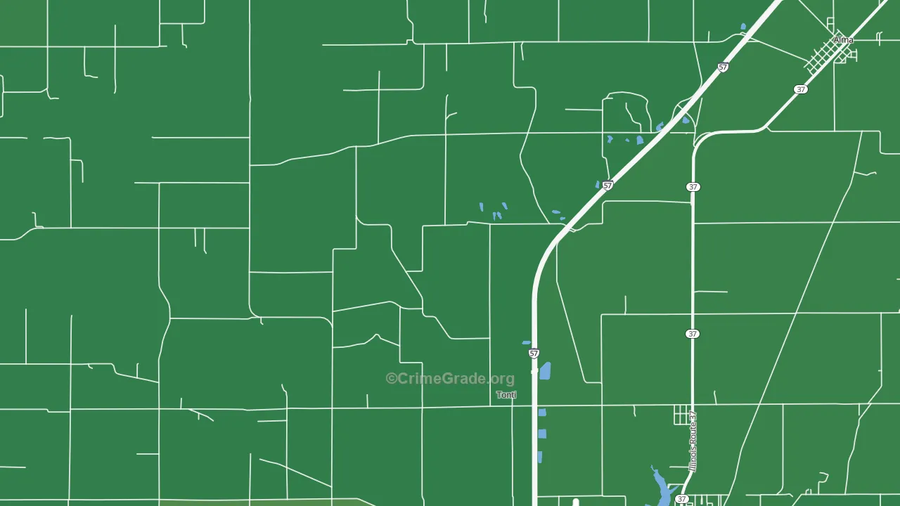 Tonti, IL Map of Vehicle Theft Rates