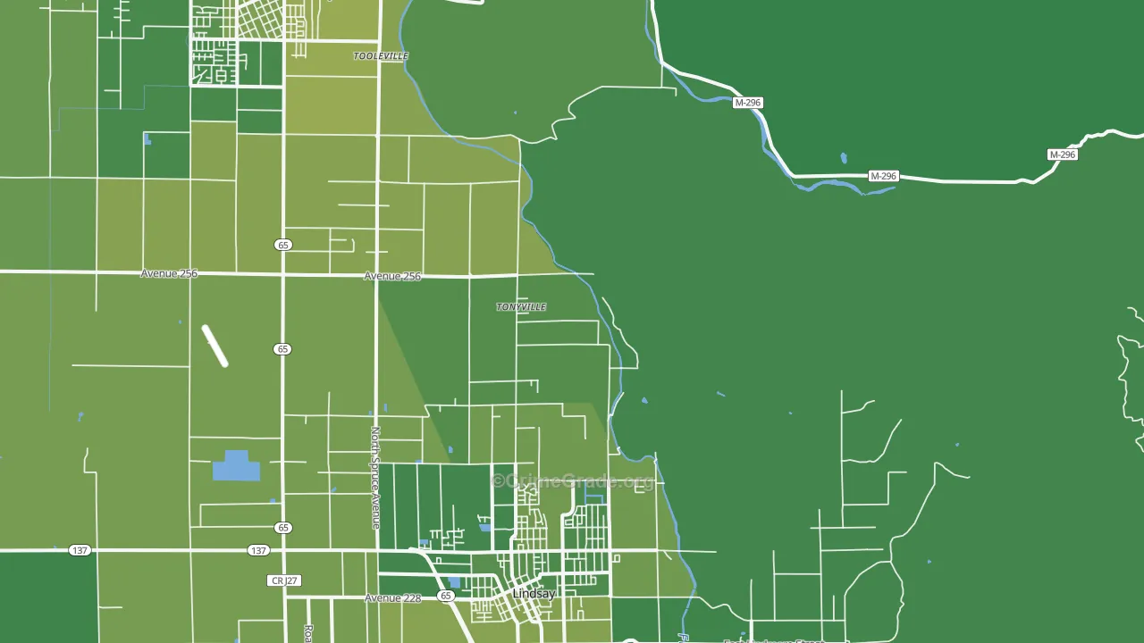 Tonyville, CA Map of Vehicle Theft Rates