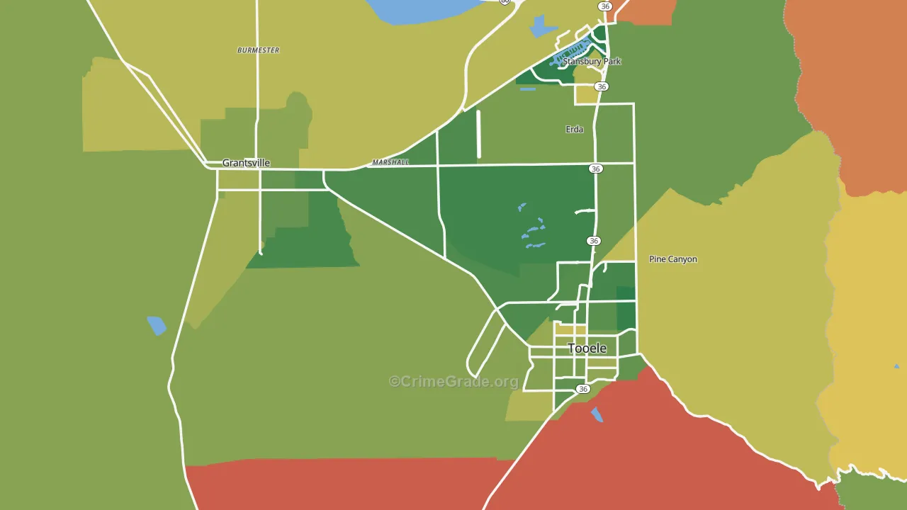 Tooele County, UT Map of Vehicle Theft Rates