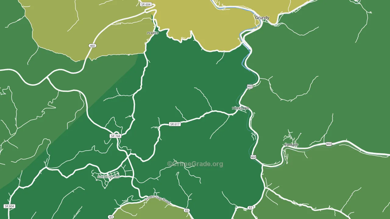 Tookland, VA Map of Vehicle Theft Rates