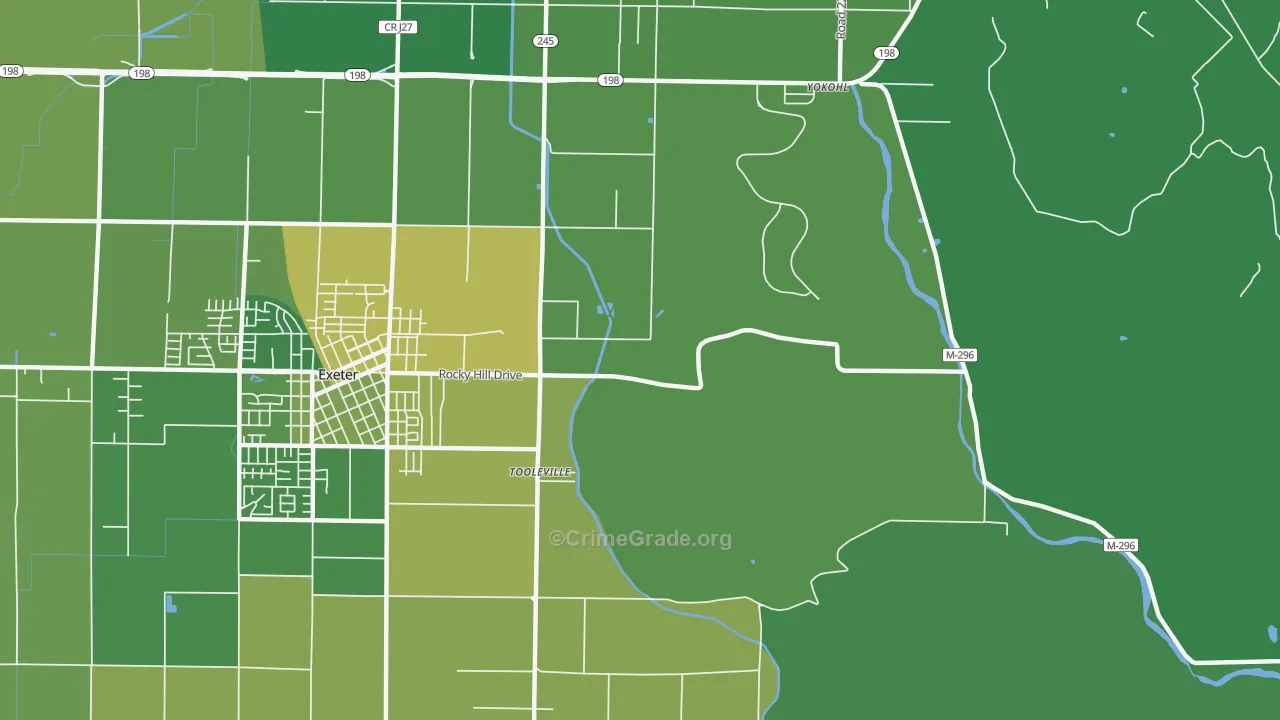 Toolville, CA Map of Vehicle Theft Rates