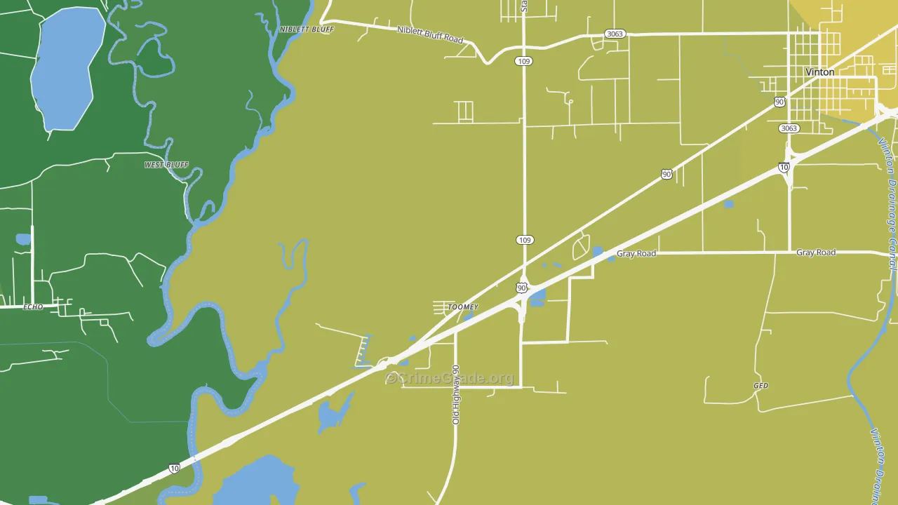 Toomey, LA Map of Vehicle Theft Rates