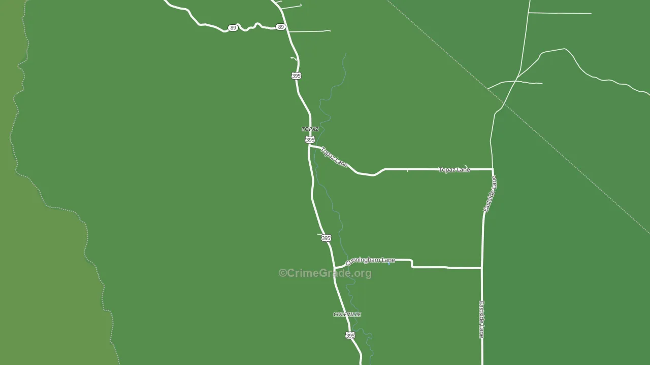 Topaz, CA Map of Vehicle Theft Rates