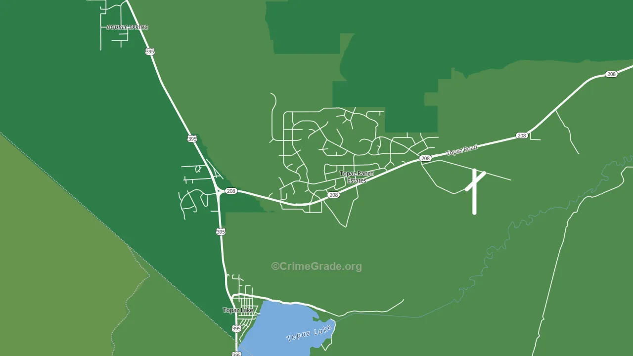 Topaz Lake, NV Map of Vehicle Theft Rates
