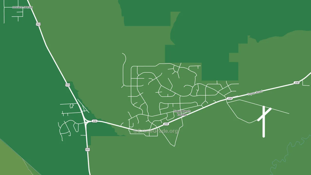 Topaz Ranch Estates, NV Map of Vehicle Theft Rates