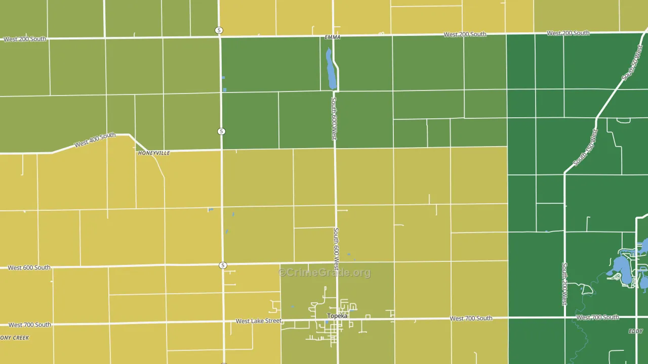 Topeka, IN Map of Vehicle Theft Rates