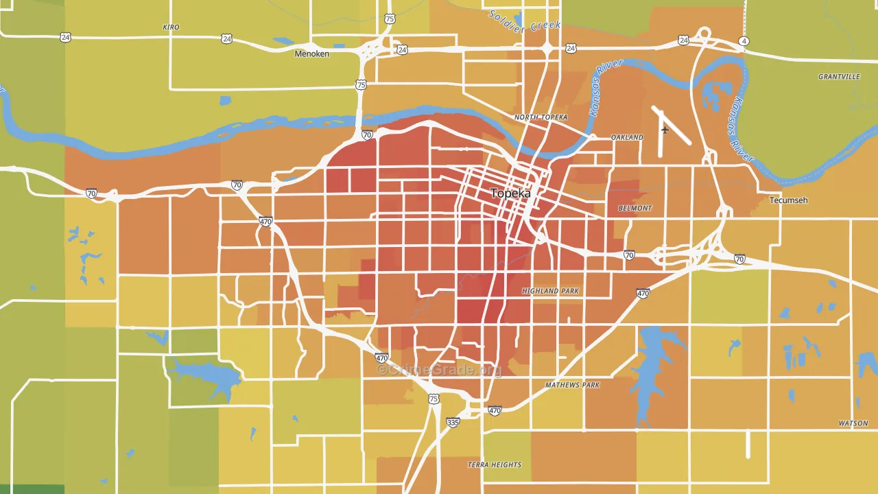 Topeka, KS Map of Vehicle Theft Rates