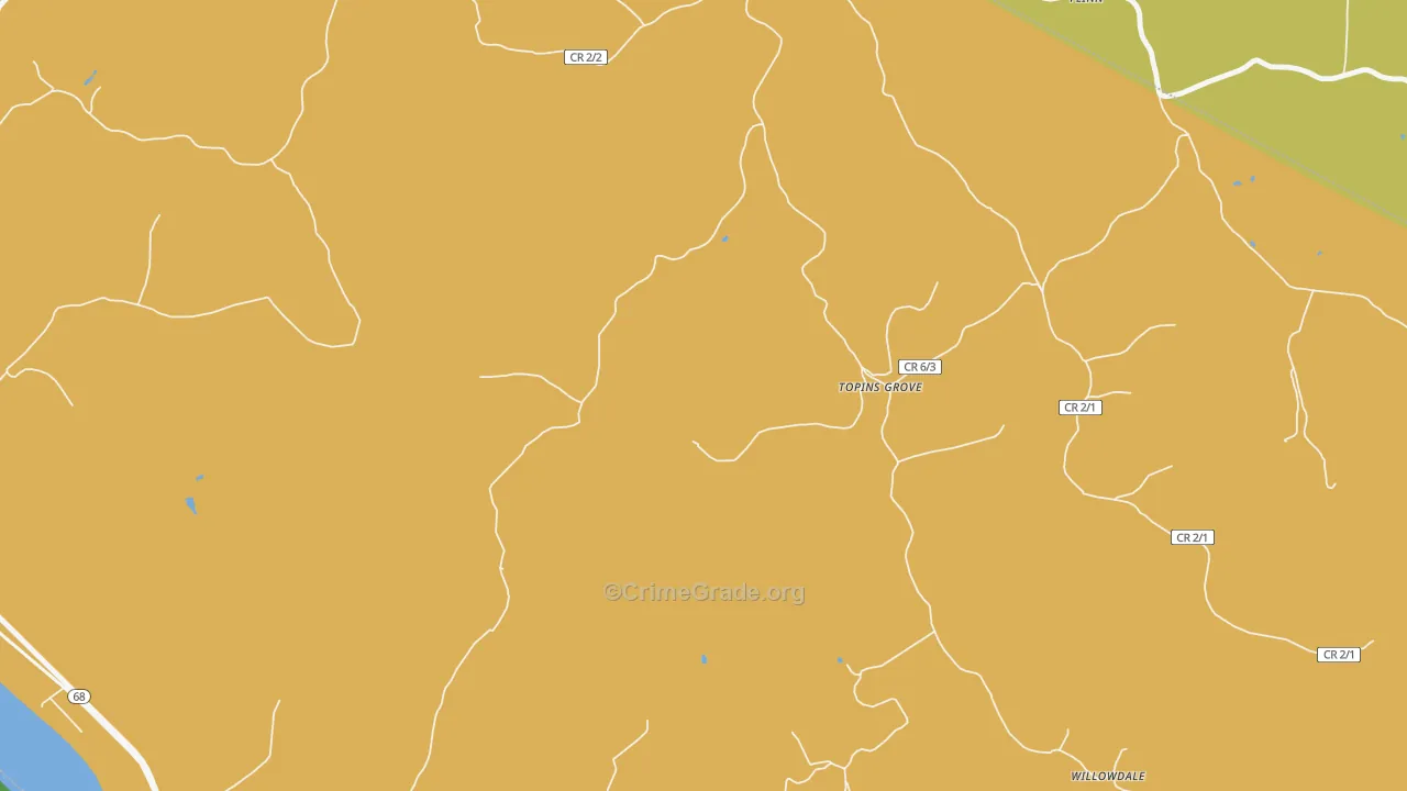 Topins Grove, WV Map of Vehicle Theft Rates