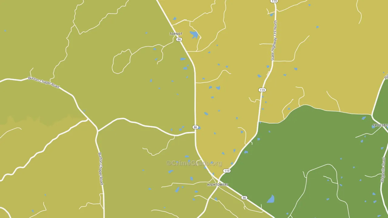 Topnot, NC Map of Vehicle Theft Rates
