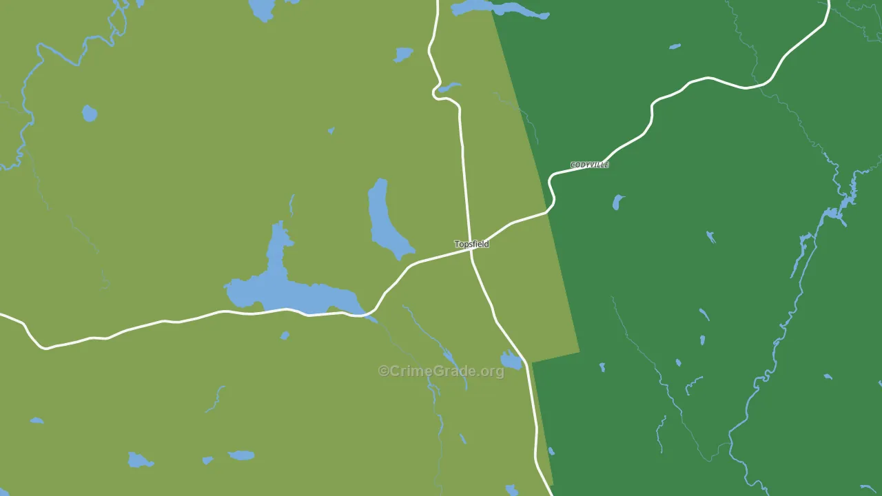 Topsfield, ME Map of Vehicle Theft Rates