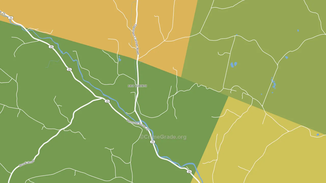 Topsham Four Corners, VT Map of Vehicle Theft Rates