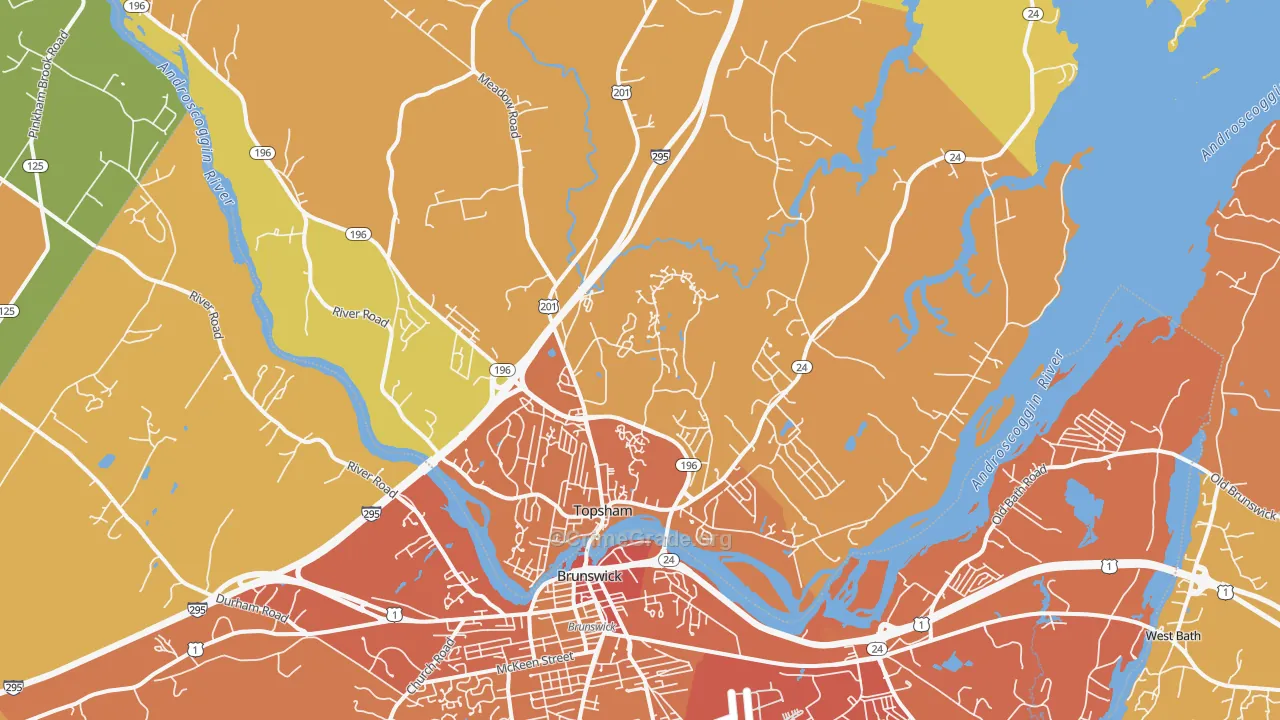 Topsham, ME Map of Vehicle Theft Rates
