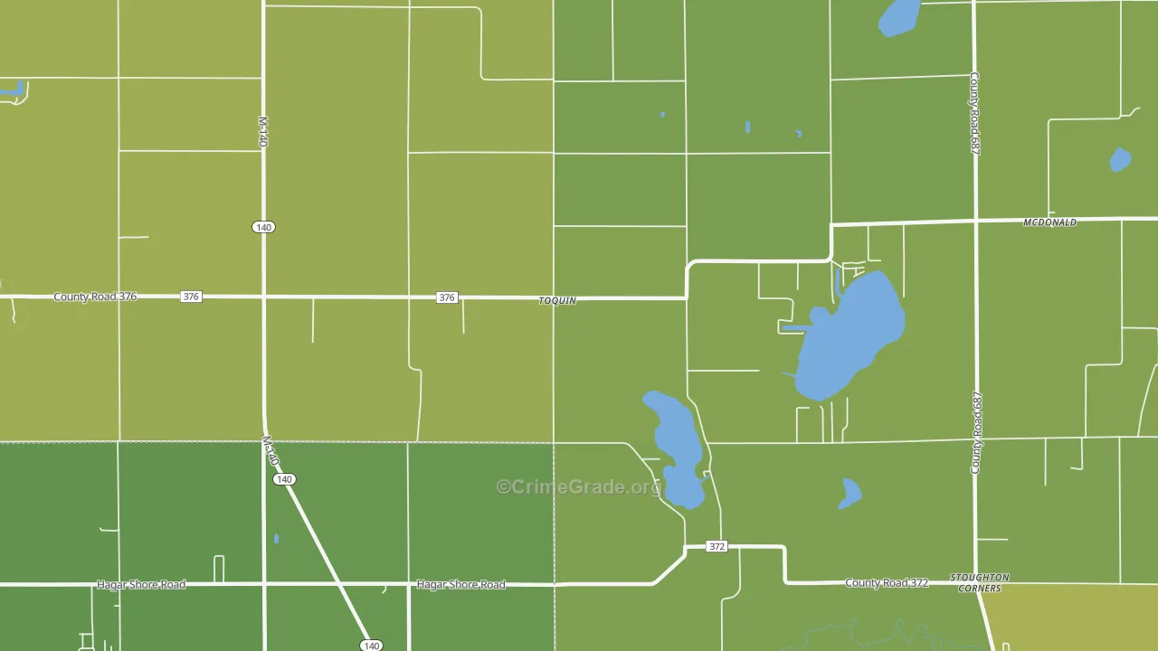 Toquin, MI Map of Vehicle Theft Rates