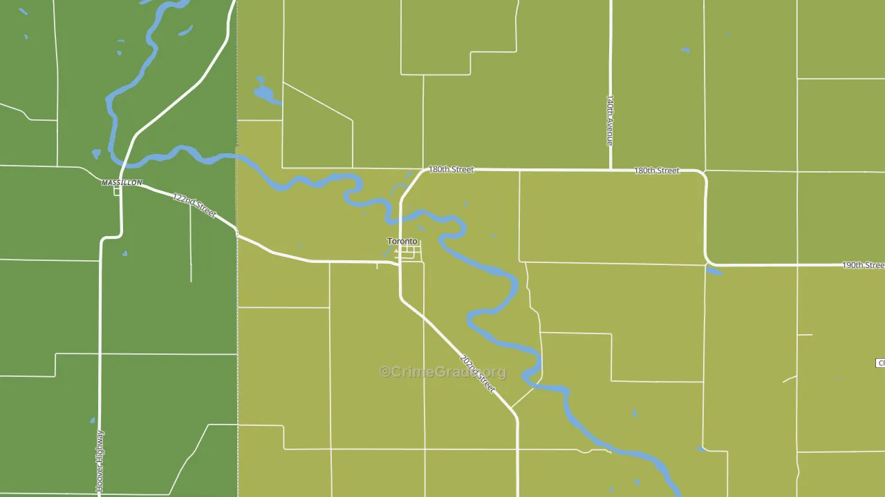 Toronto, IA Map of Vehicle Theft Rates