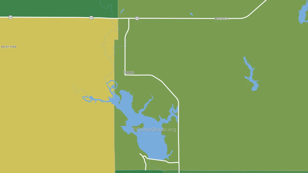 Toronto, KS Map of Vehicle Theft Rates