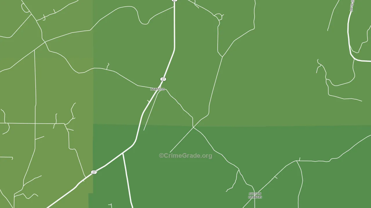 Torpedo, PA Map of Vehicle Theft Rates