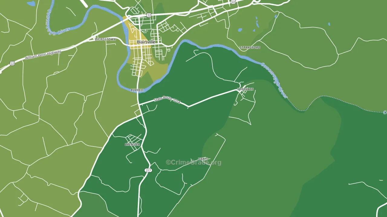 Torrance, PA Map of Vehicle Theft Rates