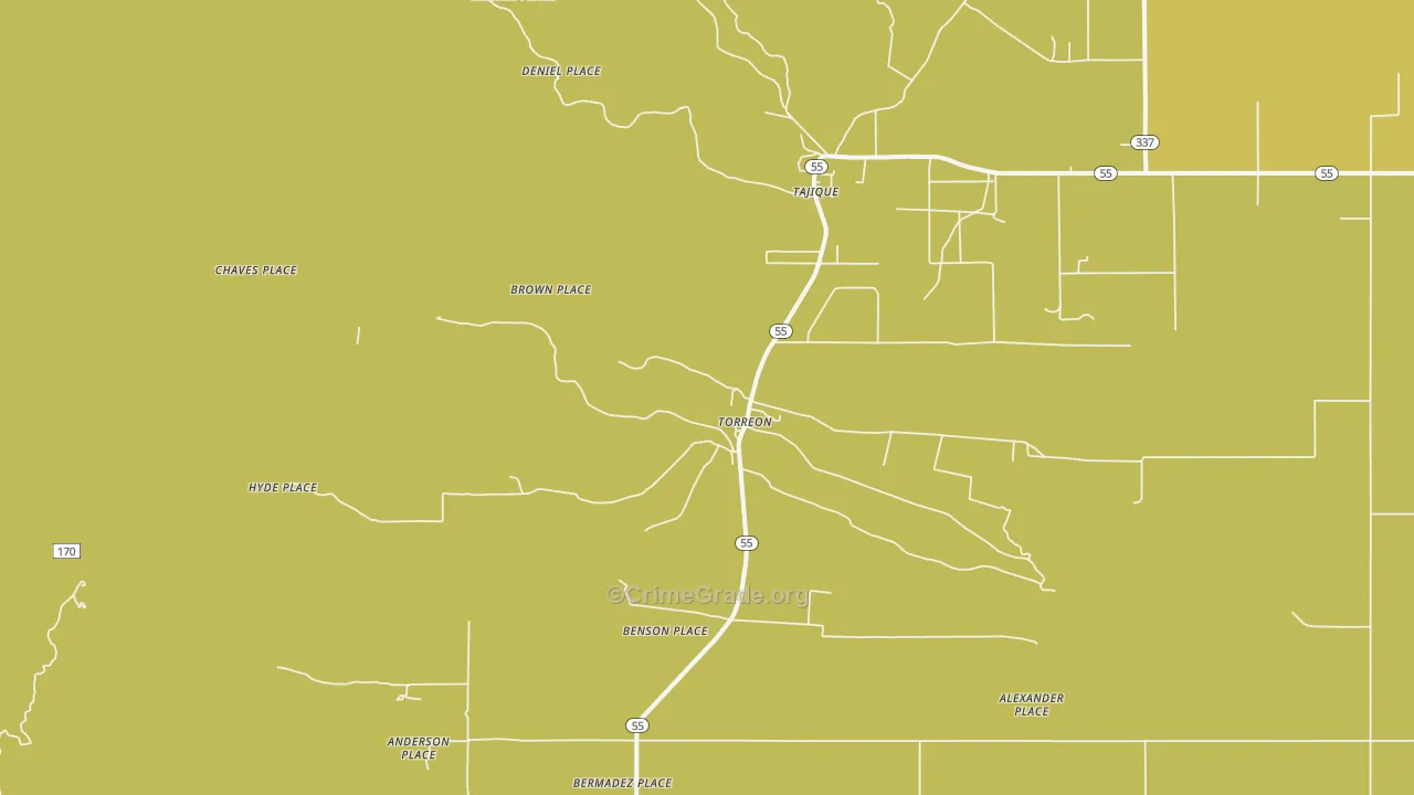 Torreon, NM Map of Vehicle Theft Rates