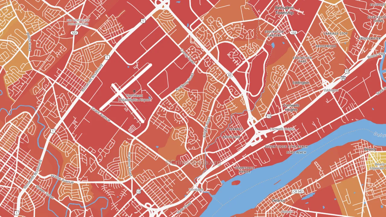 Torresdale, Philadelphia, PA Map of Vehicle Theft Rates