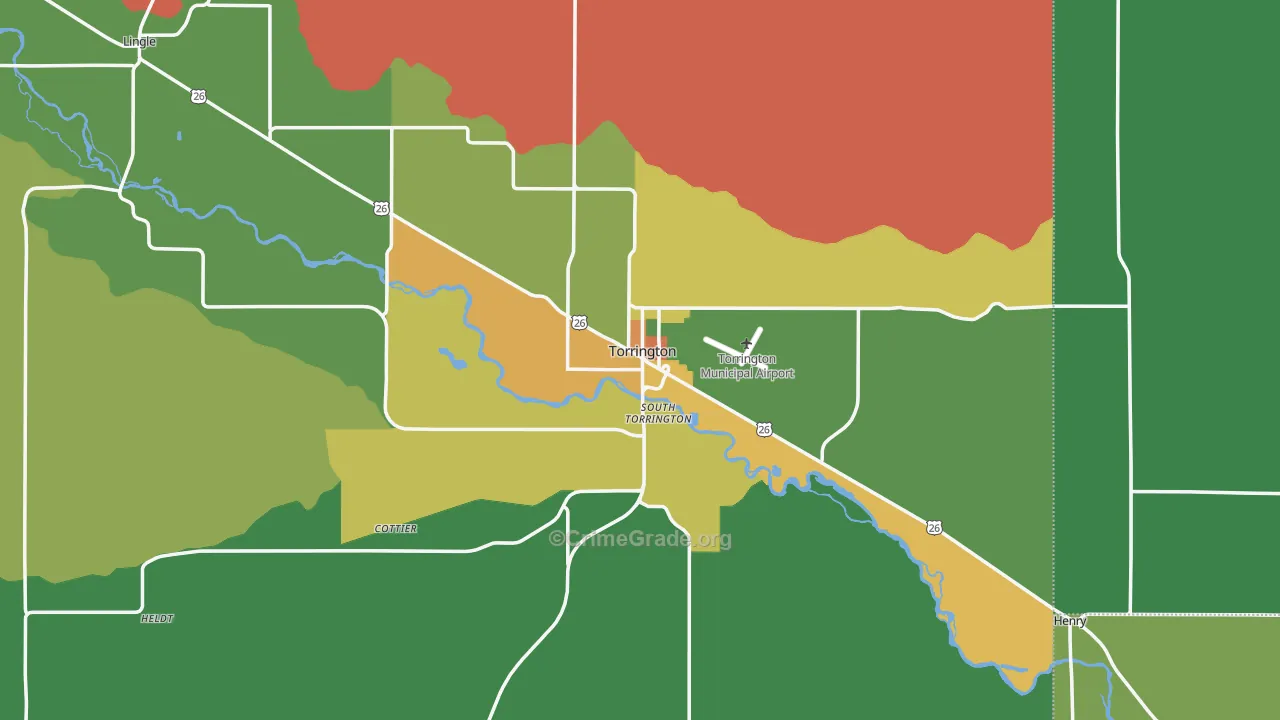 Torrington, WY Map of Vehicle Theft Rates