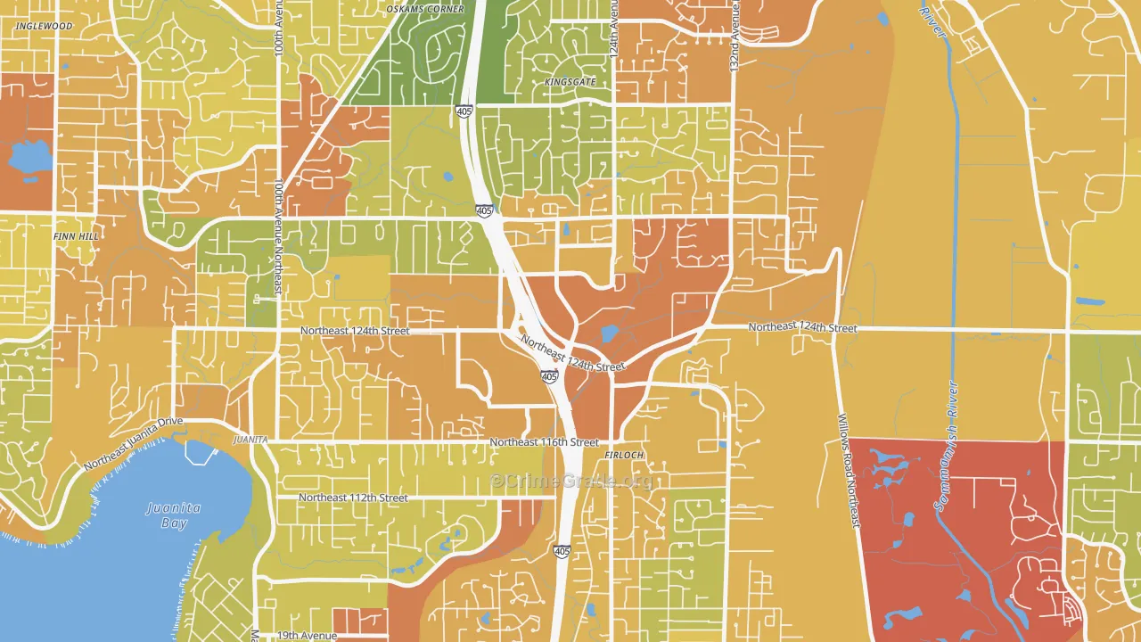 Totem Lake, Kirkland, WA Map of Vehicle Theft Rates