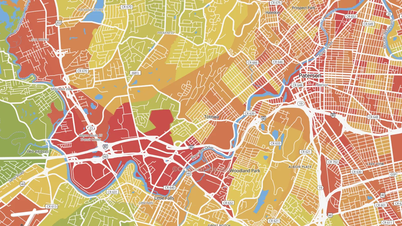 Totowa, NJ Map of Vehicle Theft Rates