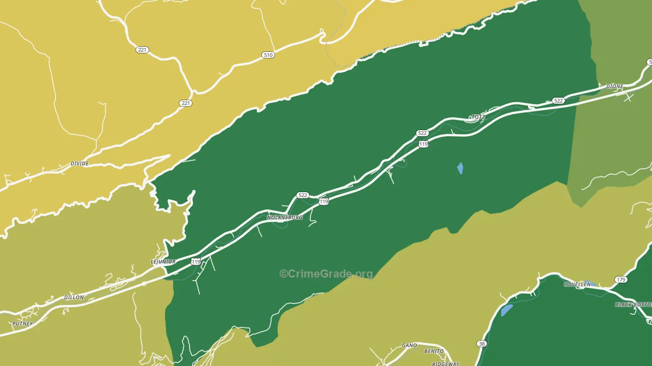 Totz, KY Map of Vehicle Theft Rates