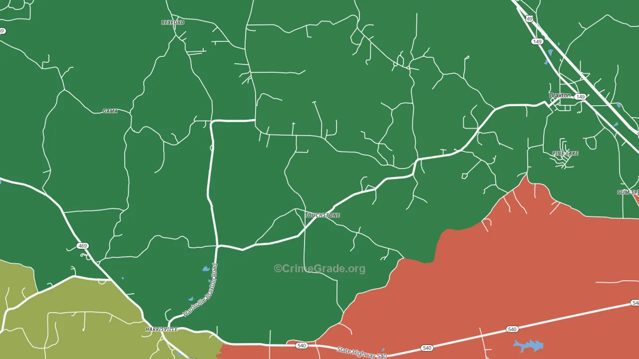 Touchstone, MS Map of Vehicle Theft Rates