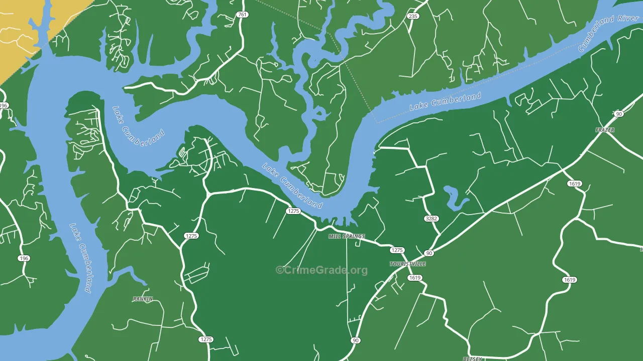 Touristville, KY Map of Vehicle Theft Rates