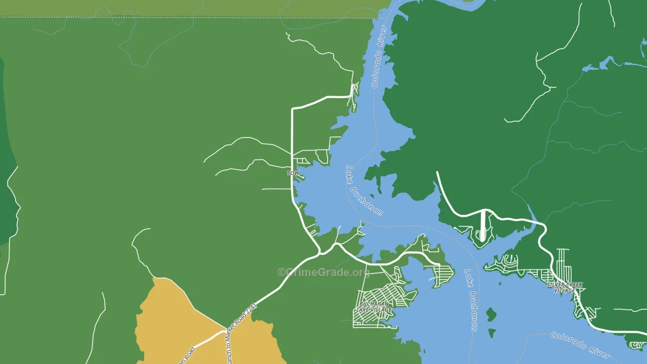 Tow, TX Map of Vehicle Theft Rates