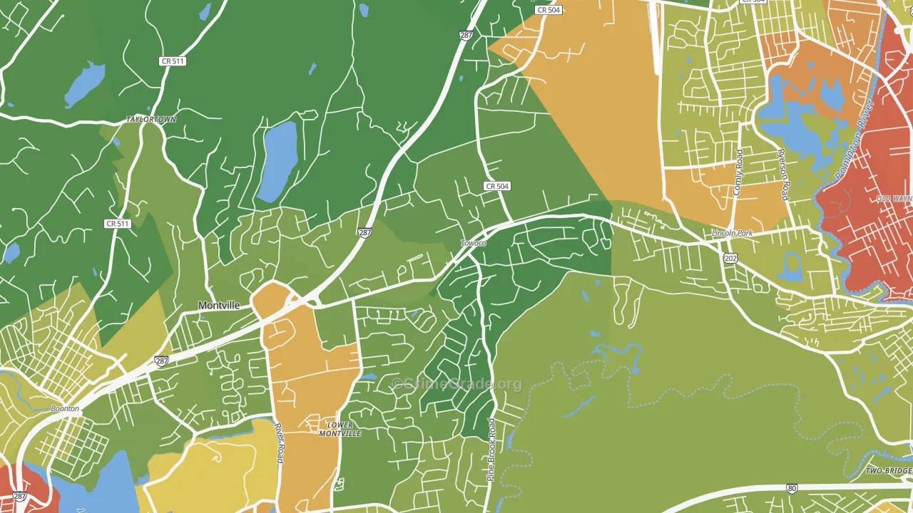 Towaco, NJ Map of Vehicle Theft Rates