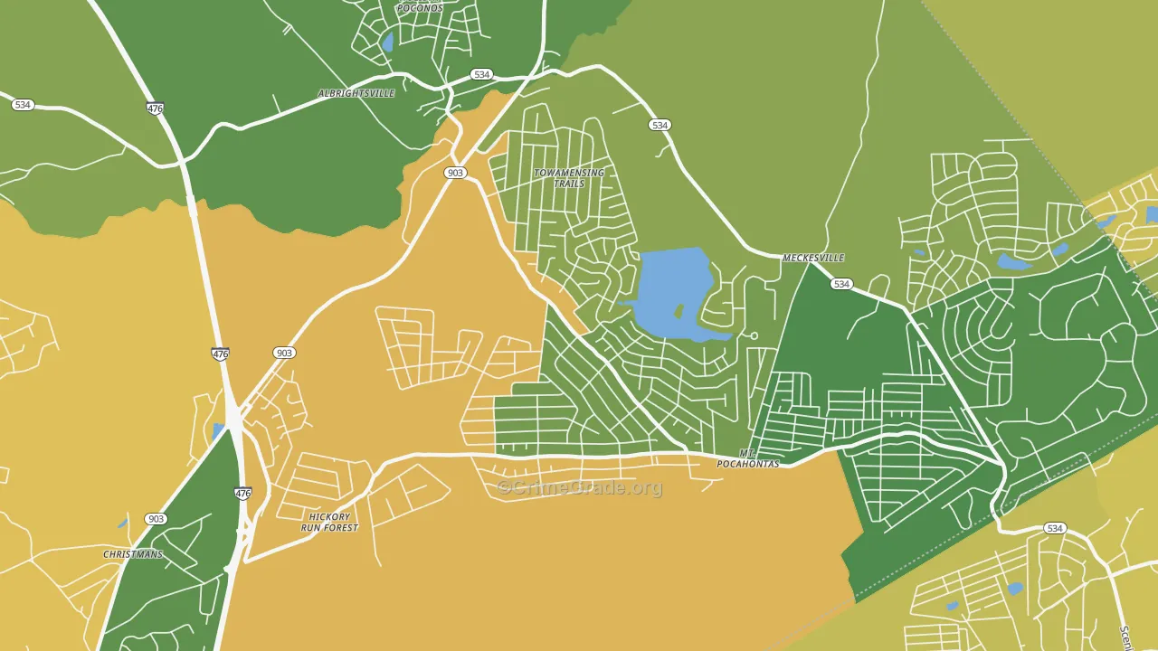 Towamensing Trails, PA Map of Vehicle Theft Rates