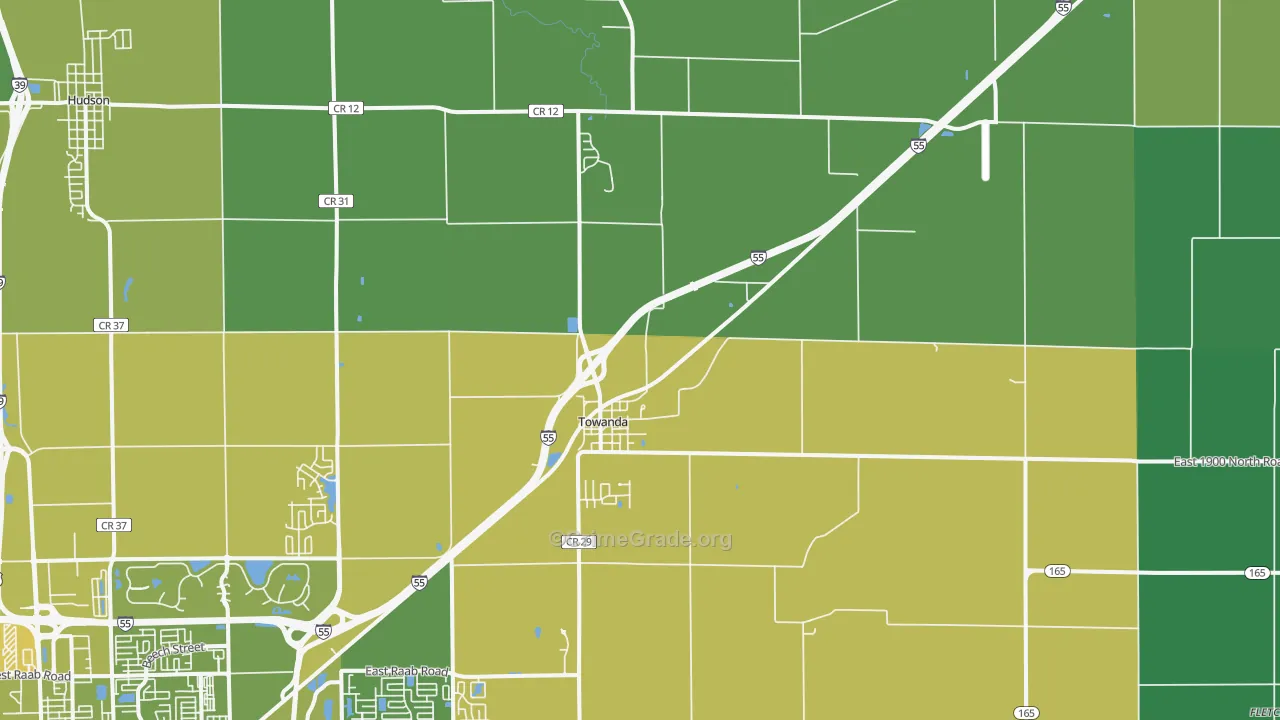 Towanda, IL Map of Vehicle Theft Rates