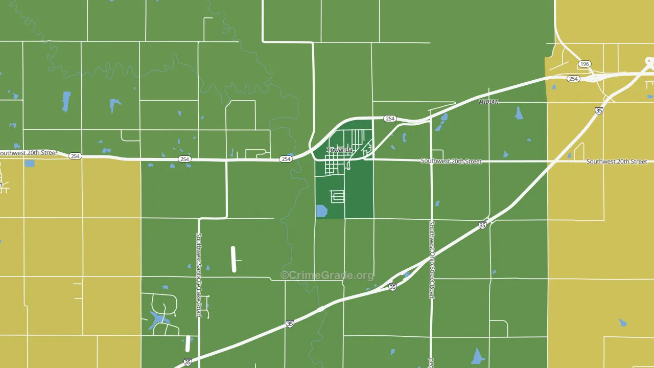 Towanda, KS Map of Vehicle Theft Rates