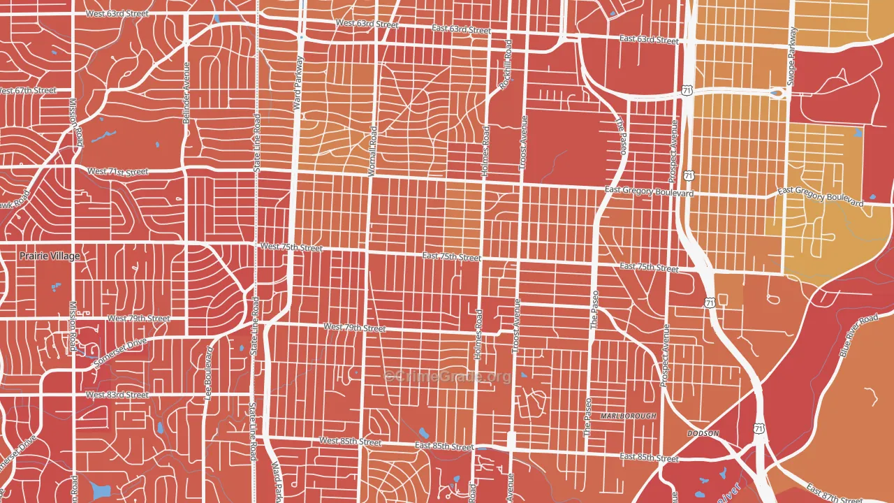 Tower Homes, Kansas City, MO Map of Vehicle Theft Rates
