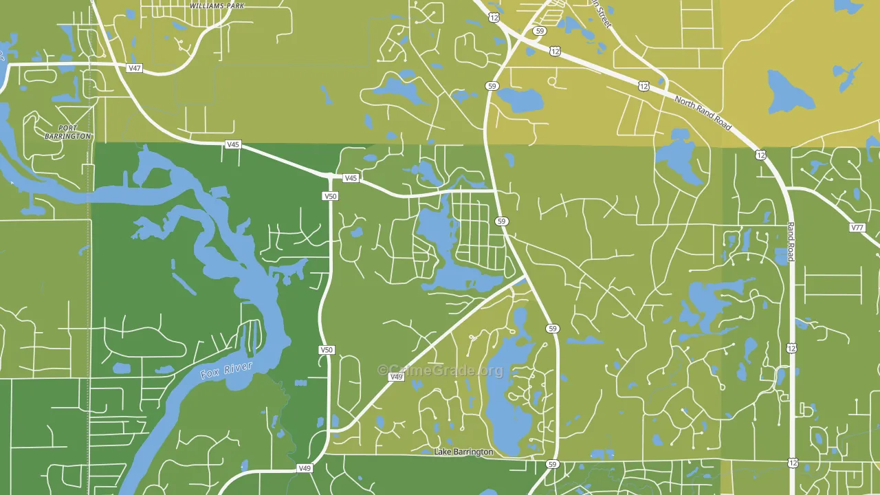 Tower Lakes, IL Map of Vehicle Theft Rates