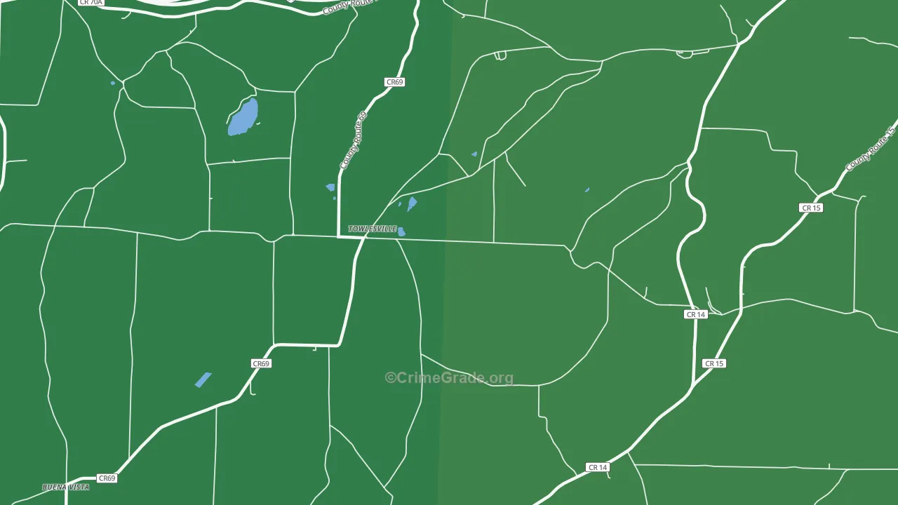Towlesville, NY Map of Vehicle Theft Rates