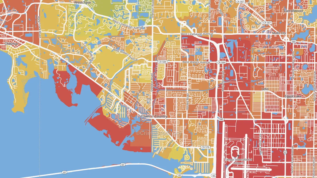 Town 'n' Country, FL Map of Vehicle Theft Rates