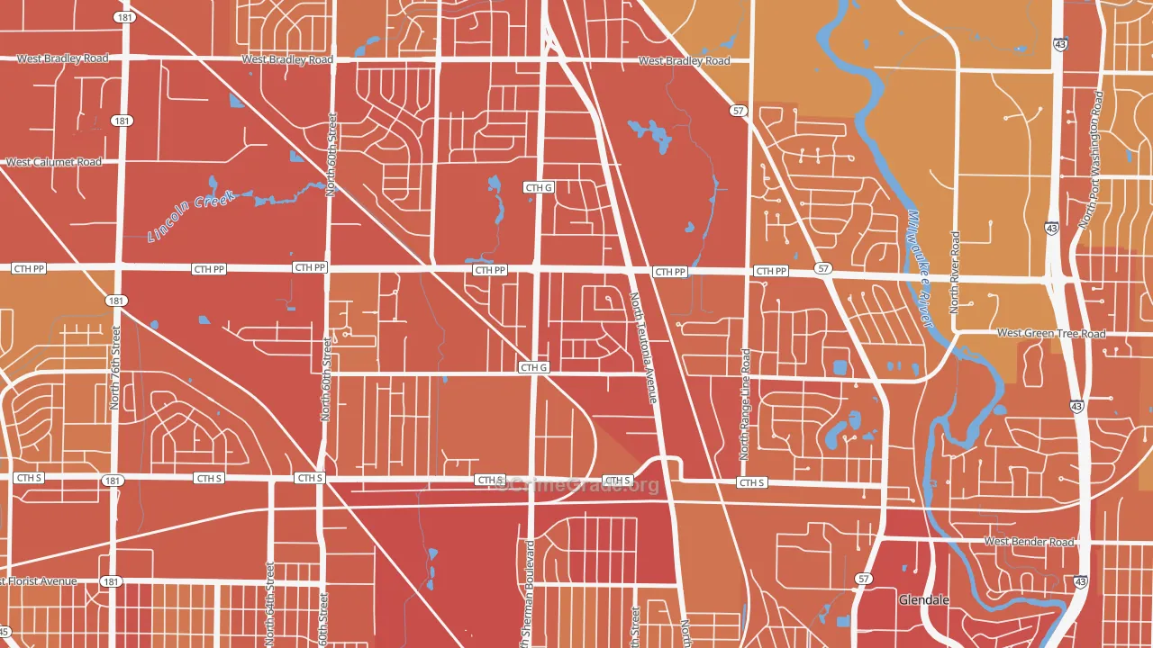 Town and Country Manor, Milwaukee, WI Map of Vehicle Theft Rates