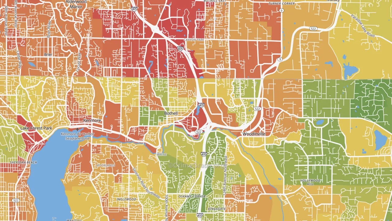 Town Center, Woodinville, WA Map of Vehicle Theft Rates