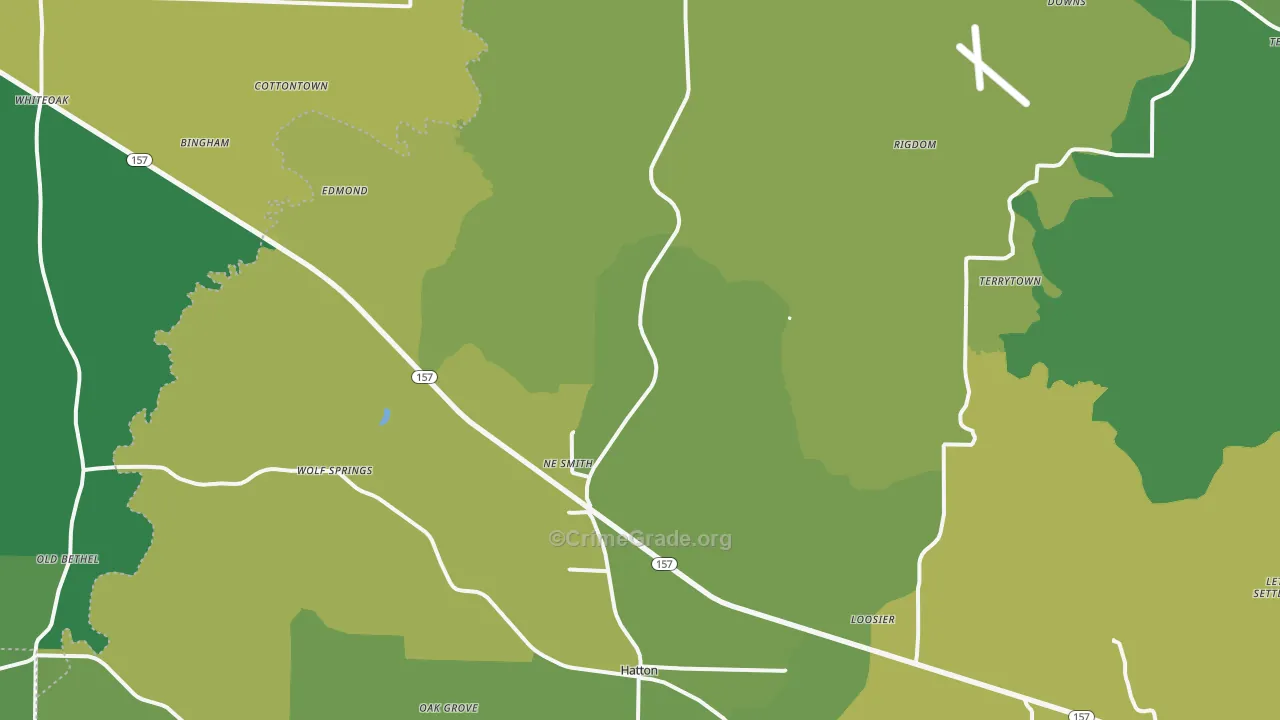 Town Creek, AL Map of Vehicle Theft Rates