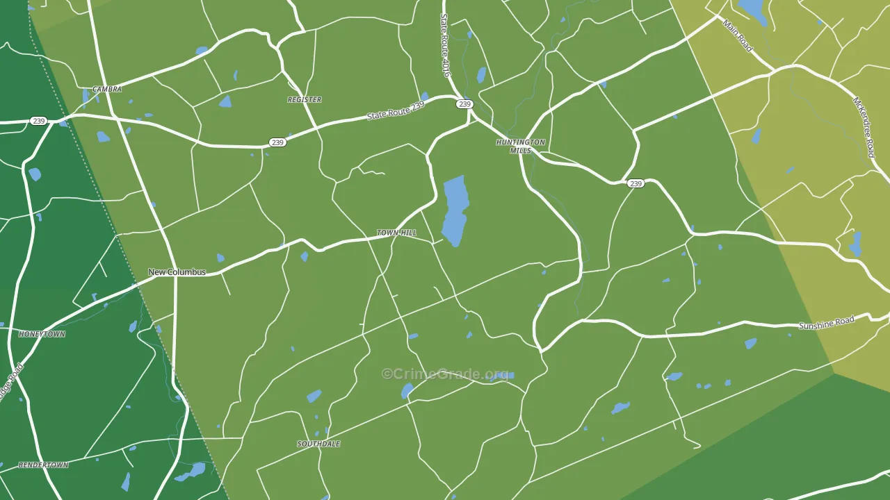 Town Hill, PA Map of Vehicle Theft Rates