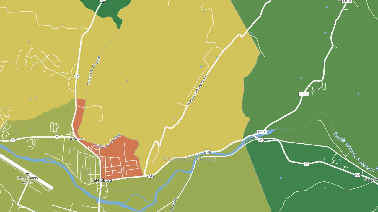 Town Hill, WV Map of Vehicle Theft Rates