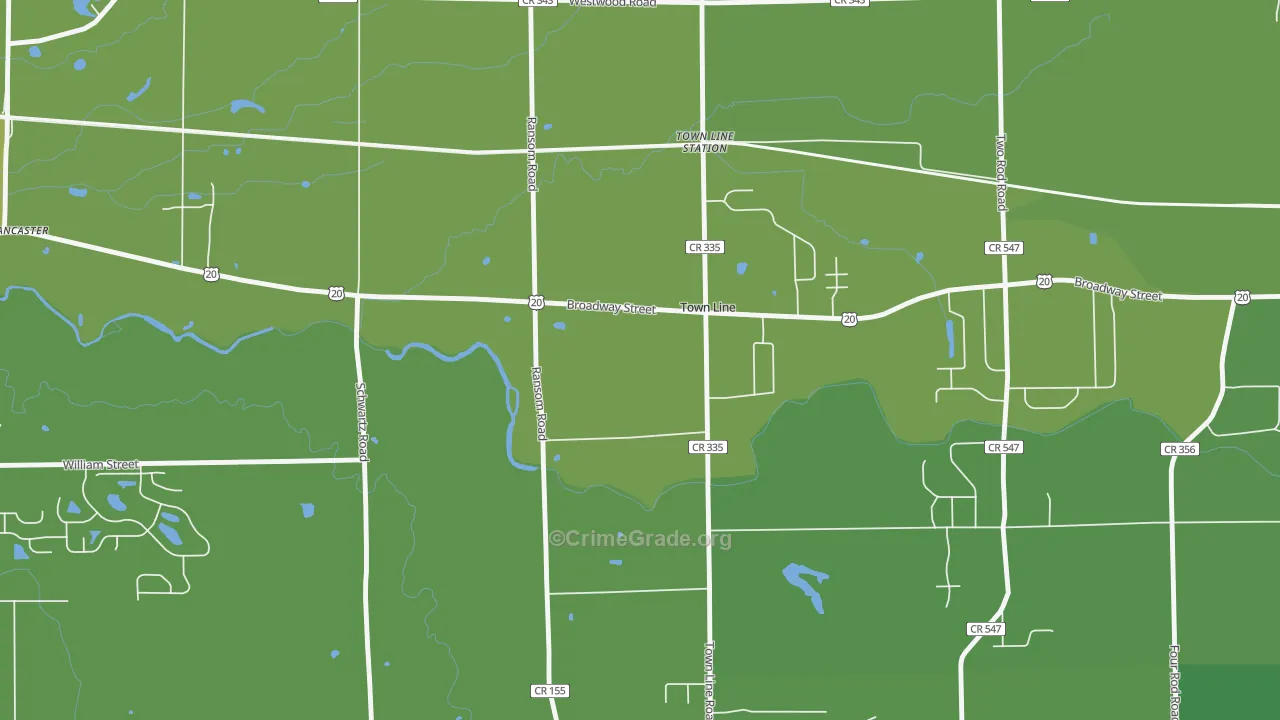 Town Line, NY Map of Vehicle Theft Rates