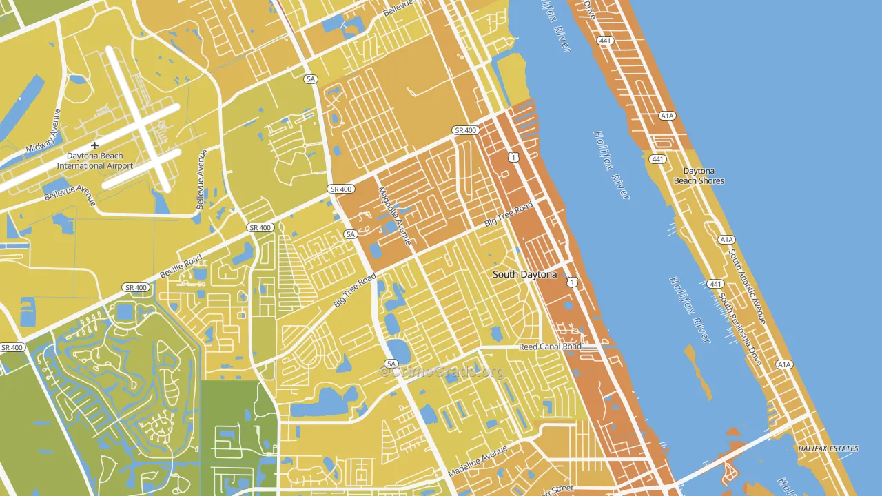 Town of Blake, South Daytona, FL Map of Vehicle Theft Rates