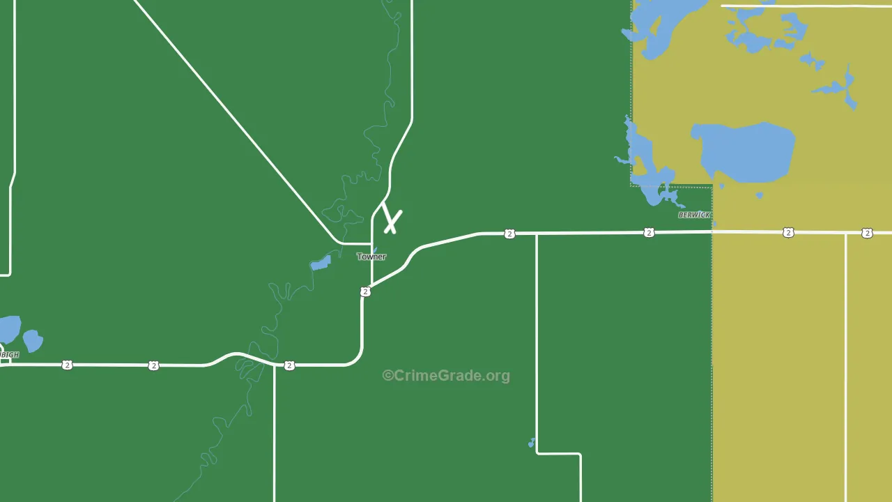 Towner, ND Map of Vehicle Theft Rates