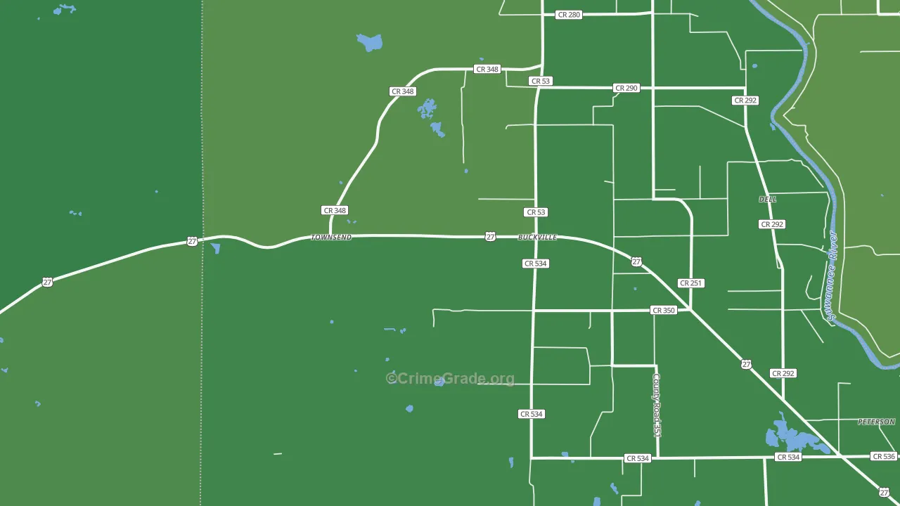 Townsend, FL Map of Vehicle Theft Rates
