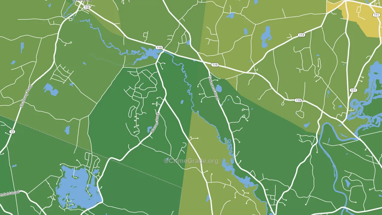 Townsend Harbor, MA Map of Vehicle Theft Rates
