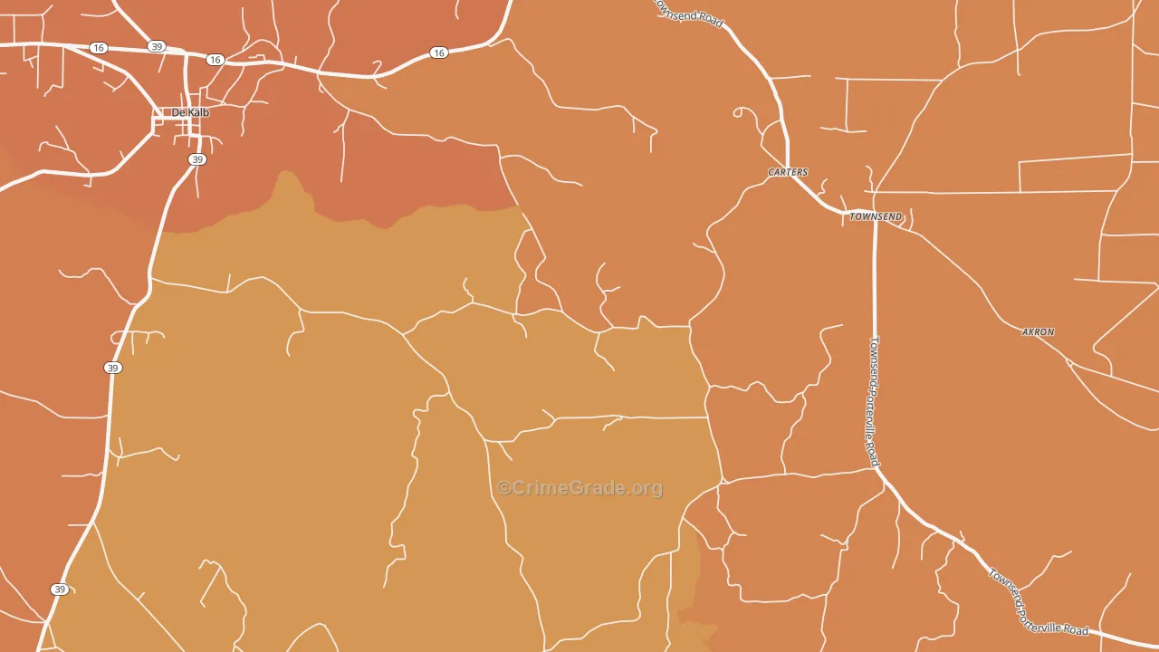 Townsend, MS Map of Vehicle Theft Rates
